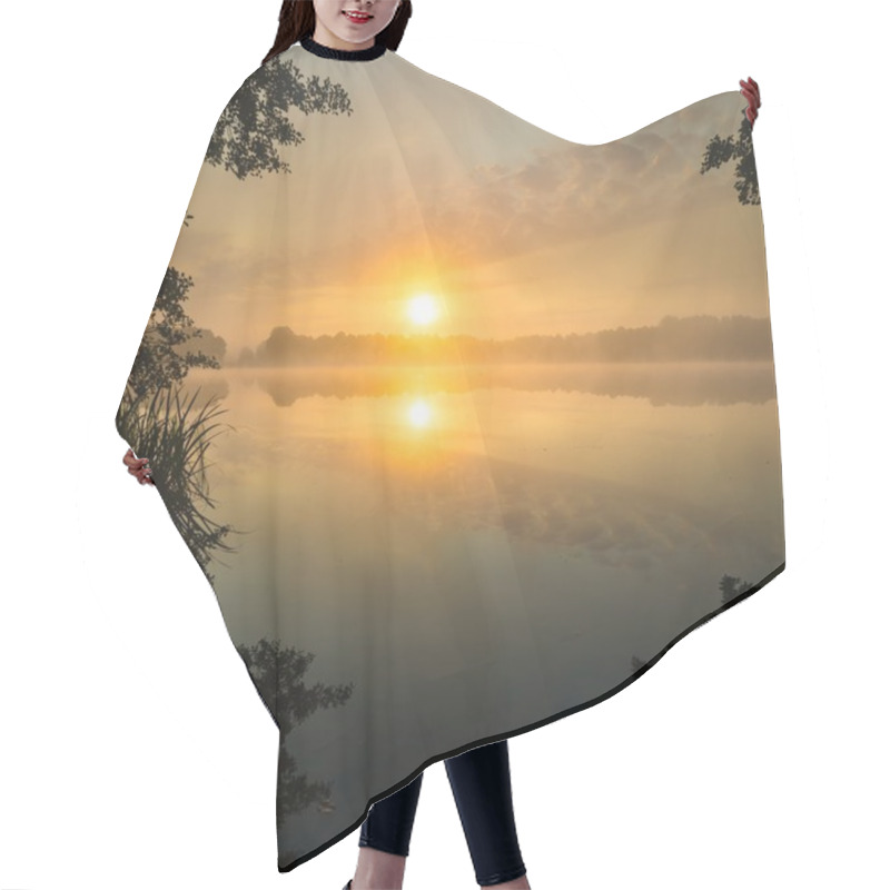 Personality  Mystic Sunrise Over Lake Hair Cutting Cape