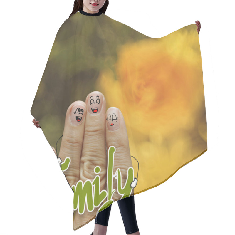 Personality  Happy Finger Family On Flowers Nature Background  Hair Cutting Cape