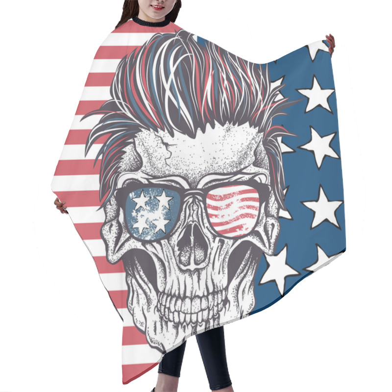 Personality  Skull Of Human With Sunglasses Hair Cutting Cape