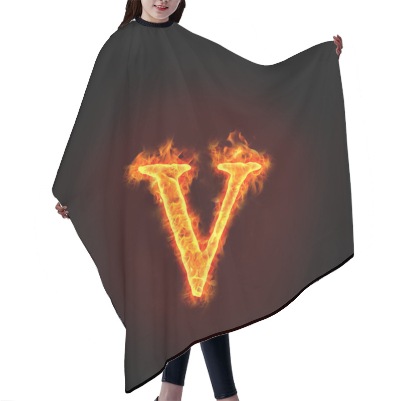 Personality  Fire Alphabets, Small Letter V Hair Cutting Cape