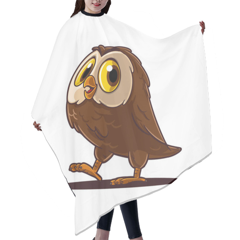 Personality  Cute Cartoon Owl Illustration White Background Hair Cutting Cape