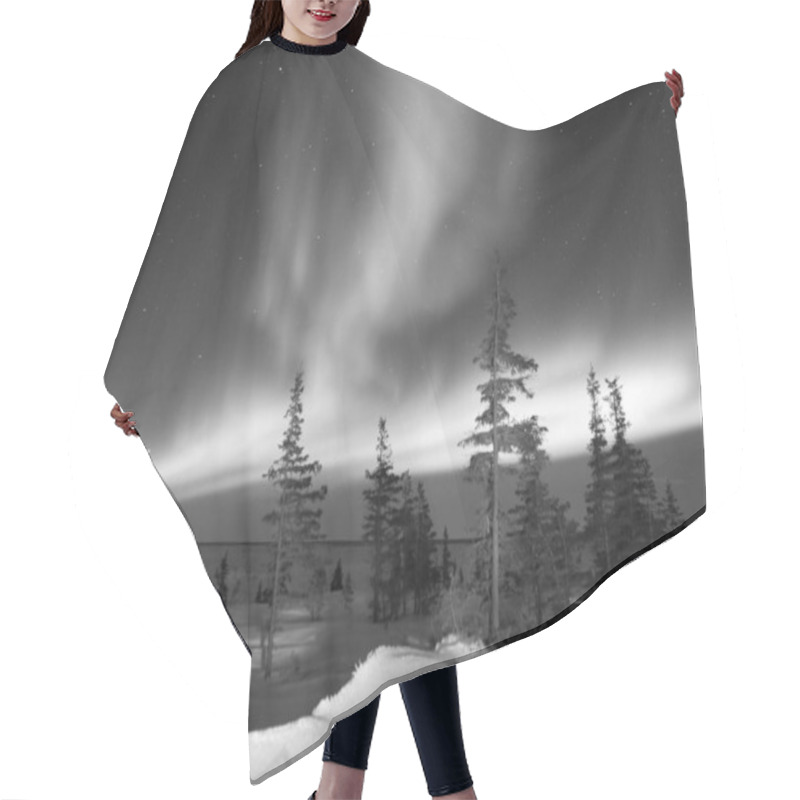 Personality  Aurora Natural Phenomenon Background  In Black And White HDR Hair Cutting Cape