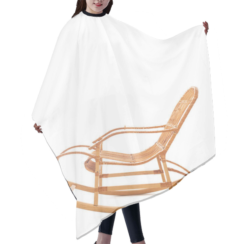 Personality  Wooden Rocking Chair Isolated On White  Hair Cutting Cape