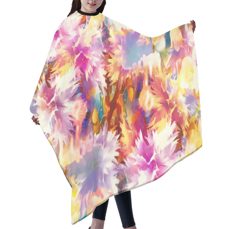 Personality  Beautiful Meadow Flower. Computer Aquarelle Painting Collage Hair Cutting Cape