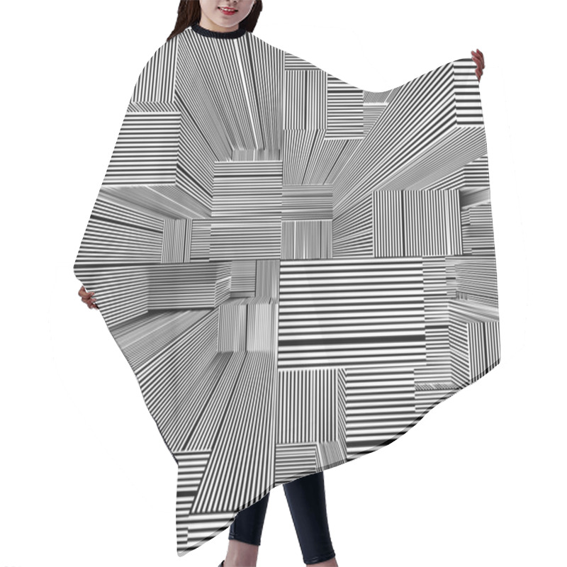 Personality  Abstract Urban City Of Skyscrapers Stripes Vector Hair Cutting Cape