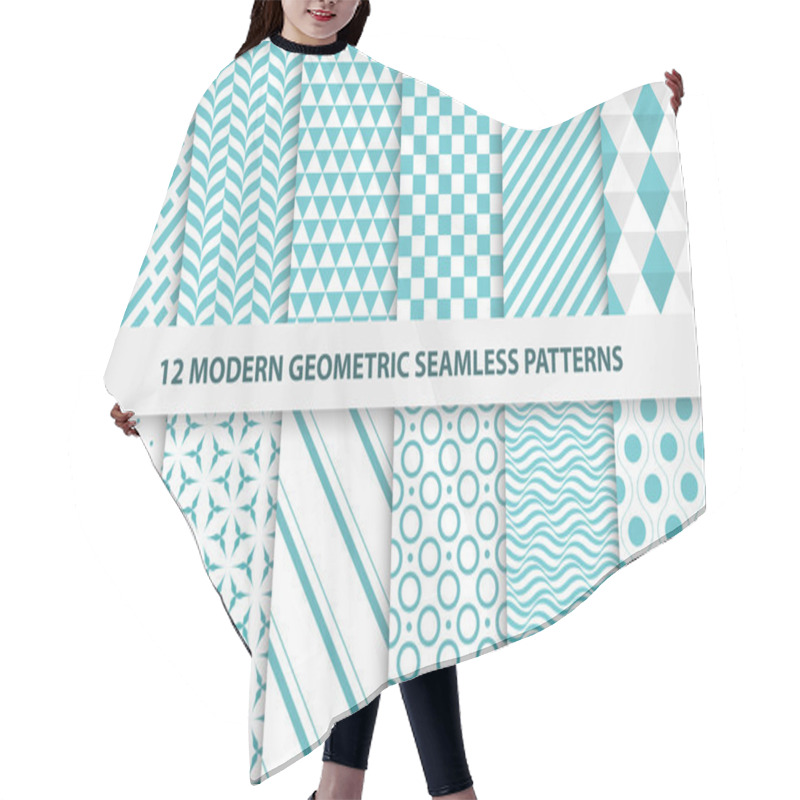 Personality  Collection Of Geometric Seamless Patterns. Hair Cutting Cape