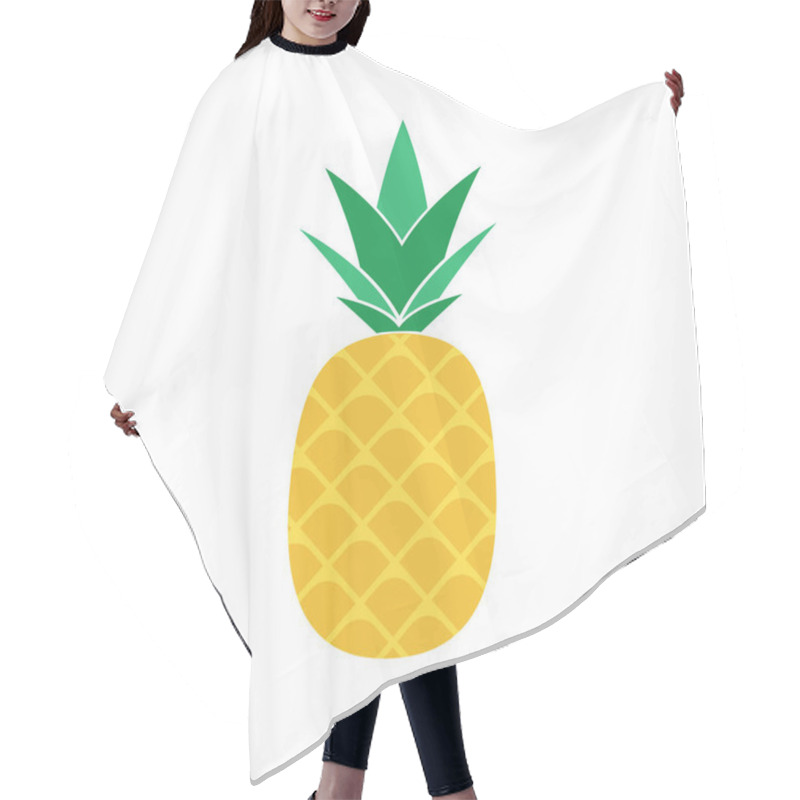 Personality  Pineapple Fruit. Flat Icon Or Logo. Vector Illustration. Hair Cutting Cape