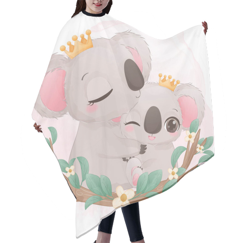 Personality  Cute Mom And Baby Koala Illustration Hair Cutting Cape