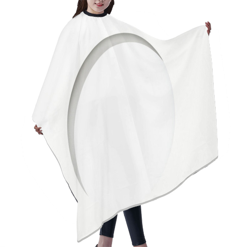 Personality  Cut Out Round Hole In White Paper On White Simple Background Hair Cutting Cape