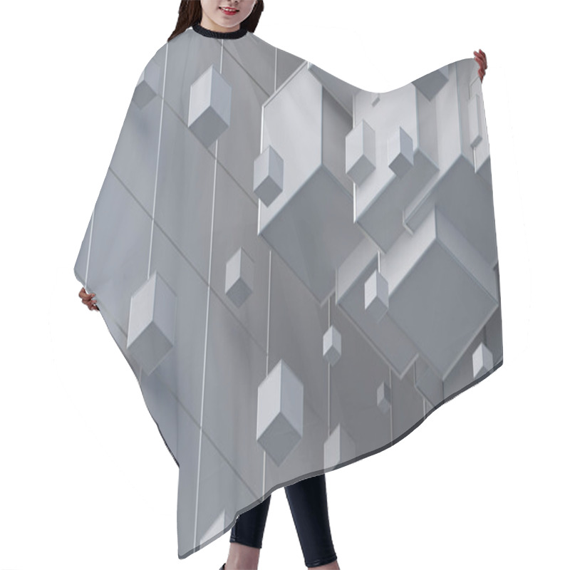 Personality  Abstract 3D Rendering Of Cubes Hair Cutting Cape