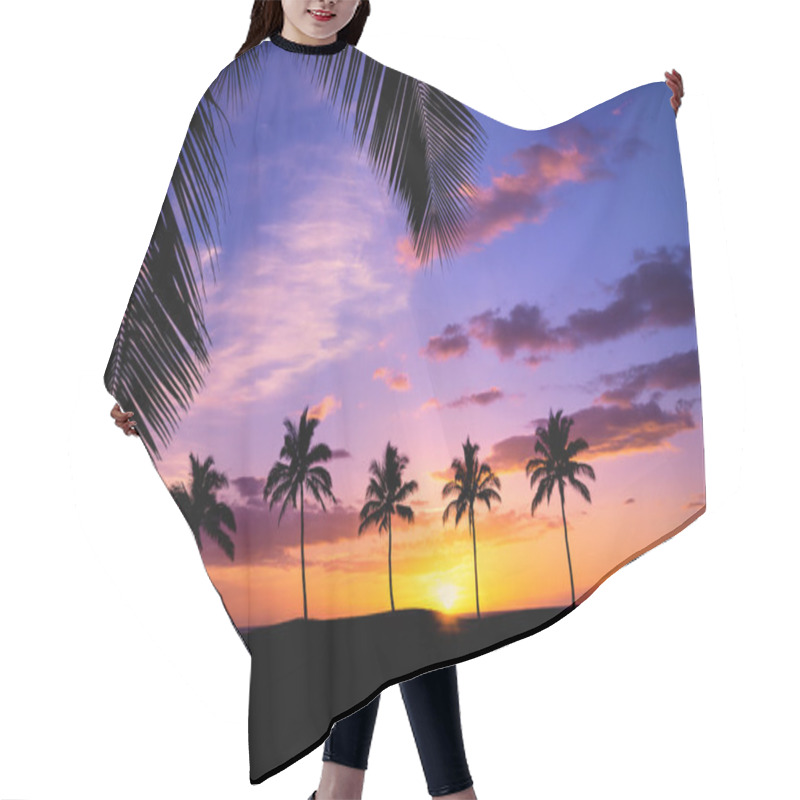 Personality  Hawaiian Palm Tree Sunset Hair Cutting Cape