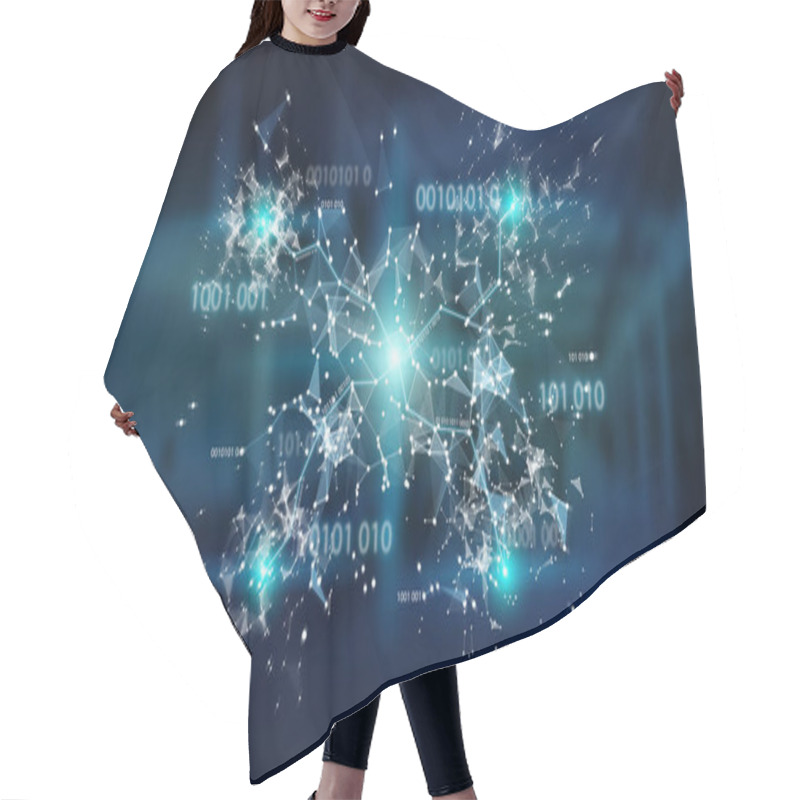 Personality  Digital Binary Code Connection Network Background 3D Rendering Hair Cutting Cape