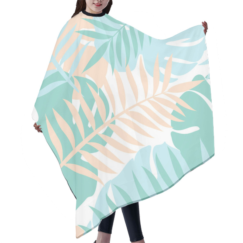 Personality  Beautifull Tropical Leaves Branch  Seamless Pattern Design Hair Cutting Cape