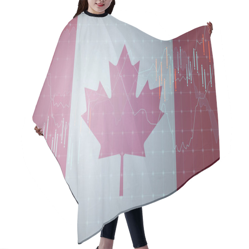 Personality  Canada Flag And Financial Markets Graph ,chart.Canadian Economy. Hair Cutting Cape