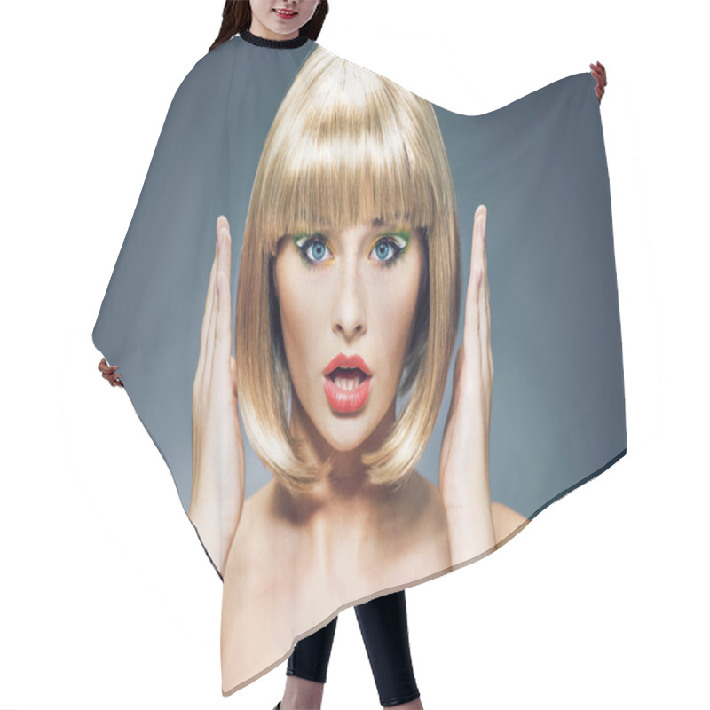 Personality  Portrait Of A Smart Young Lady Hair Cutting Cape