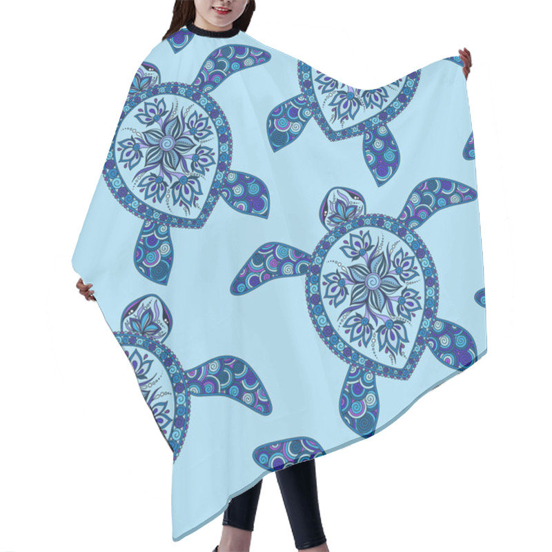 Personality  Seamless Pattern With Turtles Hair Cutting Cape