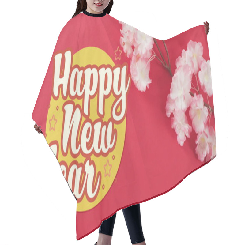 Personality  Image Of New Year Greetings Text Over Chinese Traditional Decorations On Red Background. Chinese New Year, Festivity, Celebration And Tradition Concept Digitally Generated Image. Hair Cutting Cape