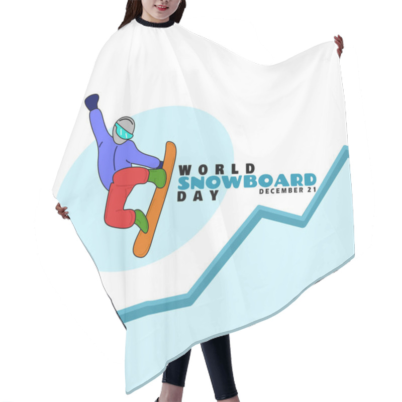 Personality  World Snowboard Day To Celebrate On December 21st. Illustration Of A Skateboarder In Action On A White Background. Sports Event Banner Hair Cutting Cape