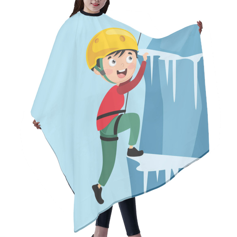 Personality  Vector Illustration Of Kid Climbing Hair Cutting Cape