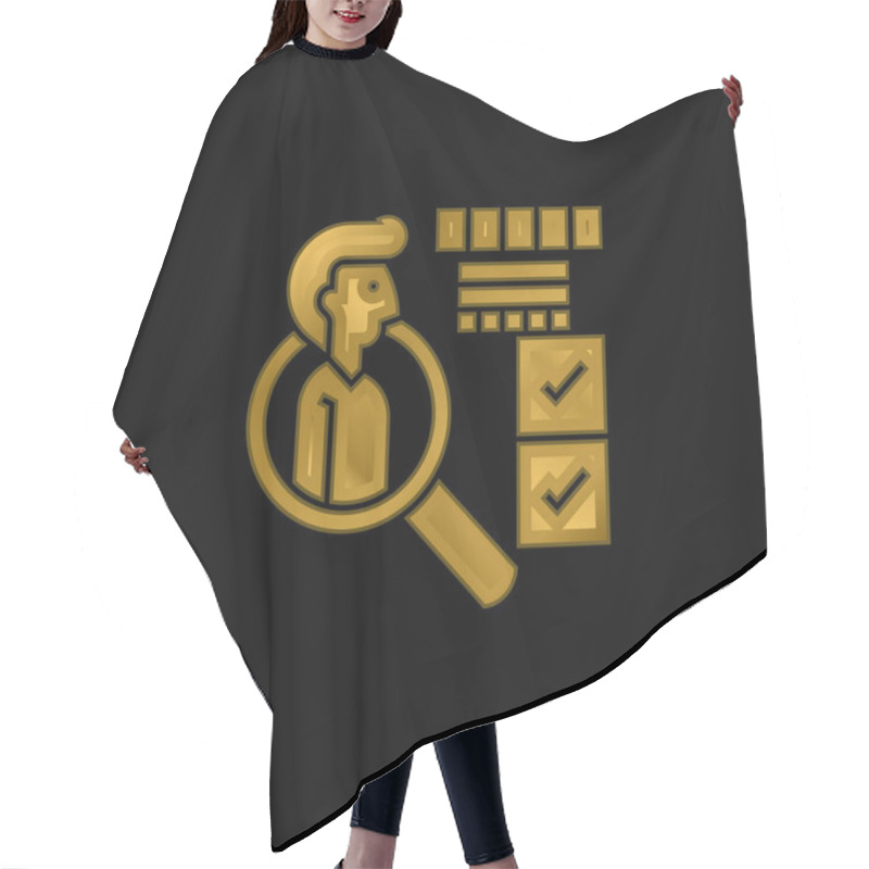 Personality  Behavior Gold Plated Metalic Icon Or Logo Vector Hair Cutting Cape