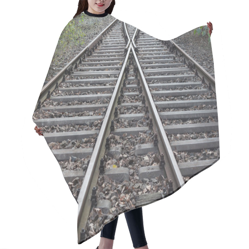 Personality  Splitting Railroad, Double-track Railroad, Rail Tracks Hair Cutting Cape