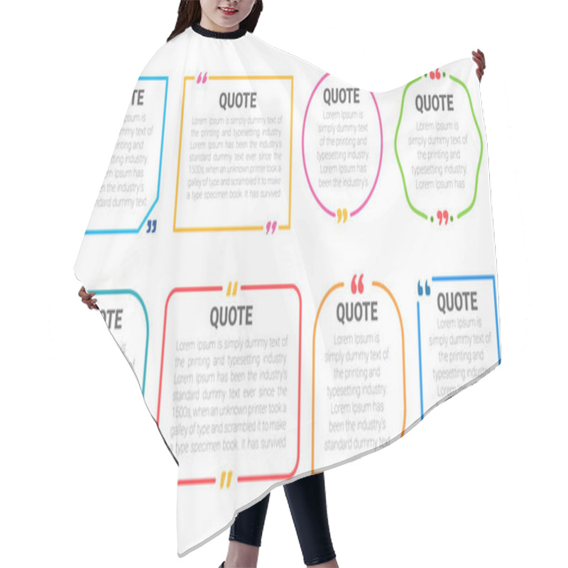 Personality  Quote Box Frame. Quote Box And Speech Bubble Templates Set. Isolate On White Background. Hair Cutting Cape