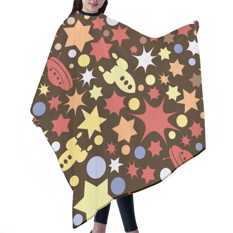 Personality  Pattern With Stars, Dots And Rockets Hair Cutting Cape