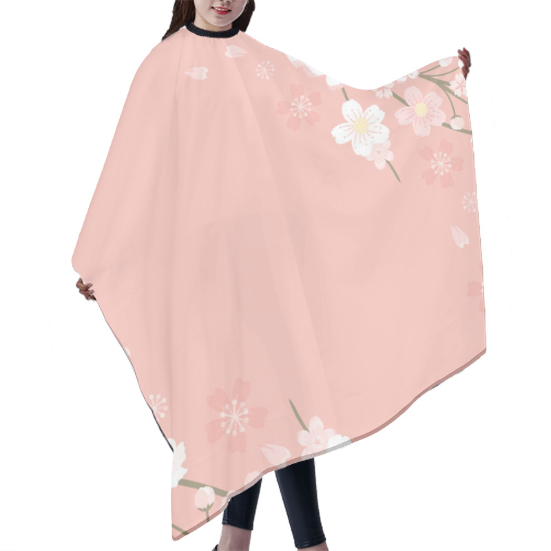 Personality  Pink Cherry Blossom Blank Background Vectot Hair Cutting Cape