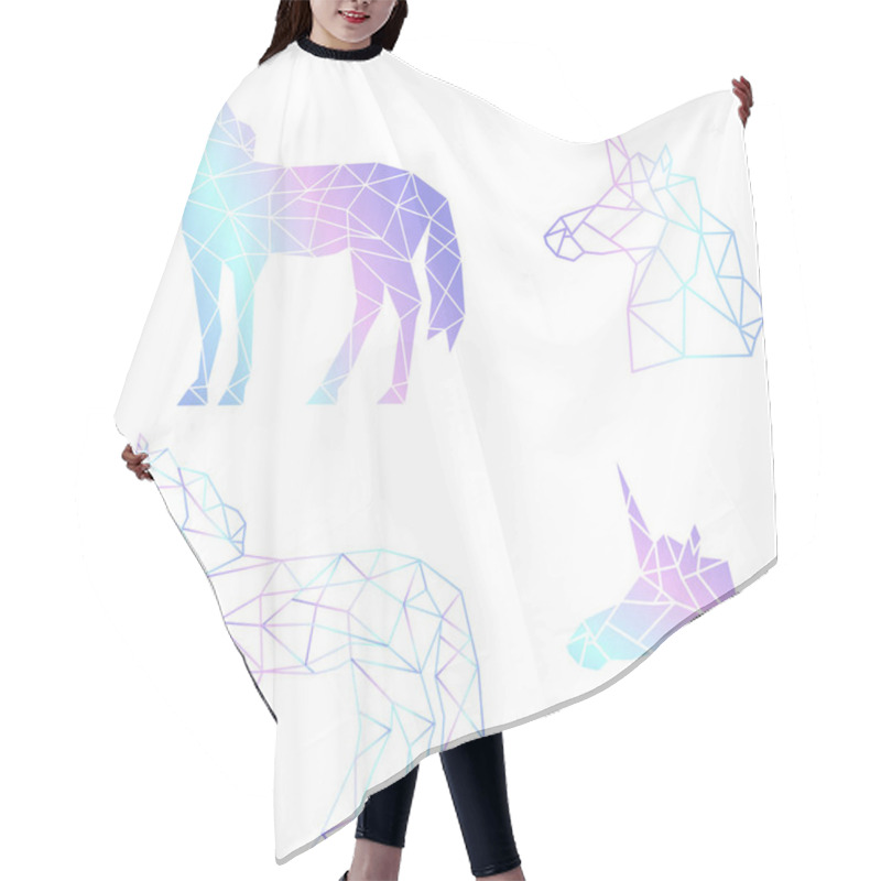 Personality  Print Vector Abstract Polygonal Geometric Unicorn Hair Cutting Cape