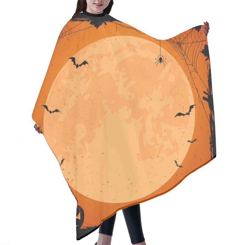 Personality  Halloween Background With Moon And Pumpkins Hair Cutting Cape