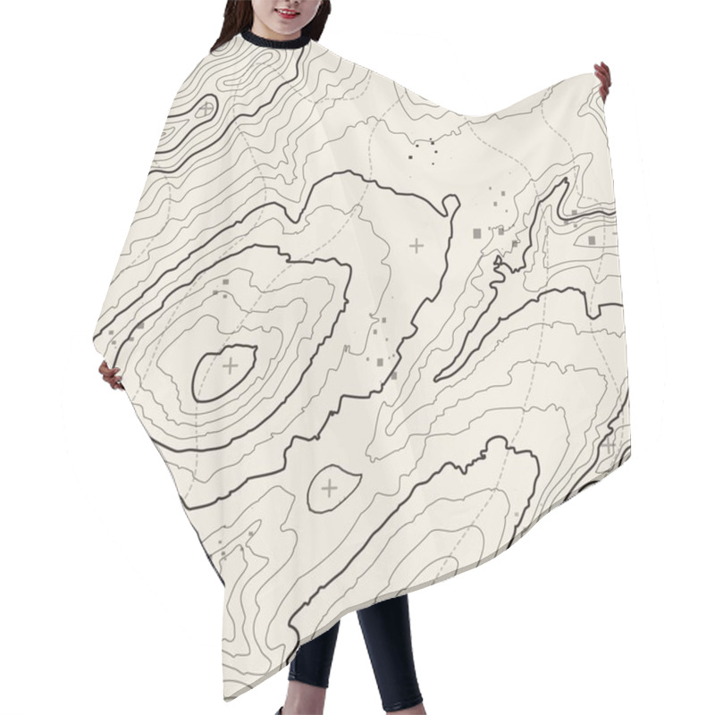 Personality  Seamless Pattern. Topographic Map Background With Space For Copy Seamless Texture. Line Topography Map Contour Background , Geographic Grid . Mountain Hiking Trail Over Terrain . Hair Cutting Cape