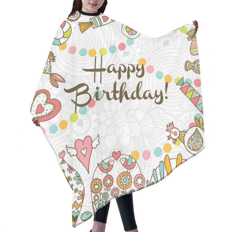 Personality  Happy Birthday Postcard. Hair Cutting Cape