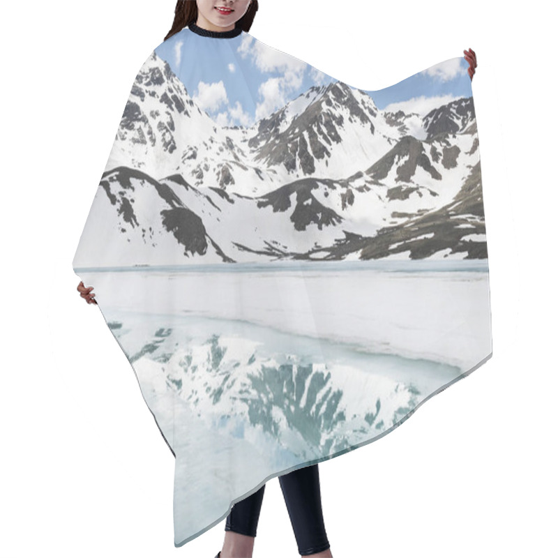 Personality  Frozen Lake With Snow Peaks Hair Cutting Cape