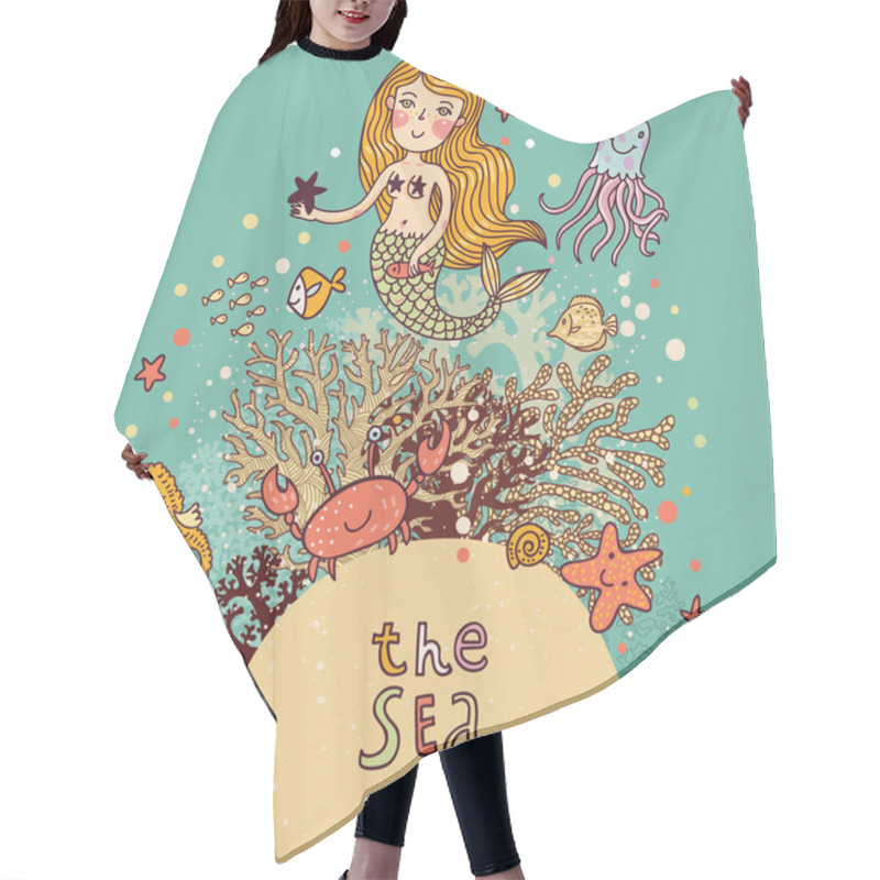 Personality  The Sea  Bright Cartoon Card Hair Cutting Cape