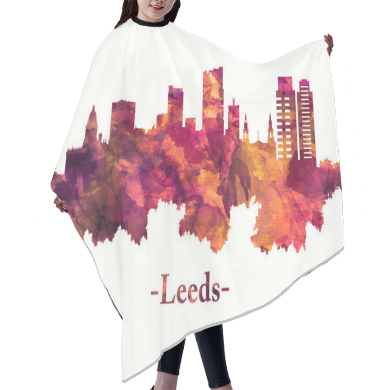 Personality  Leeds England Skyline In Red Hair Cutting Cape