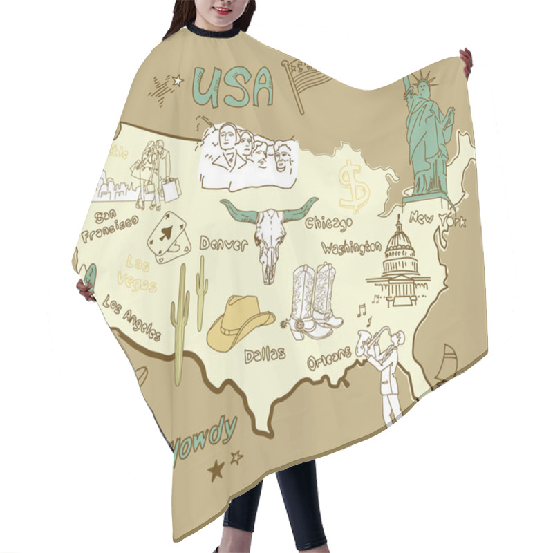 Personality  Stylized Map Of America Hair Cutting Cape