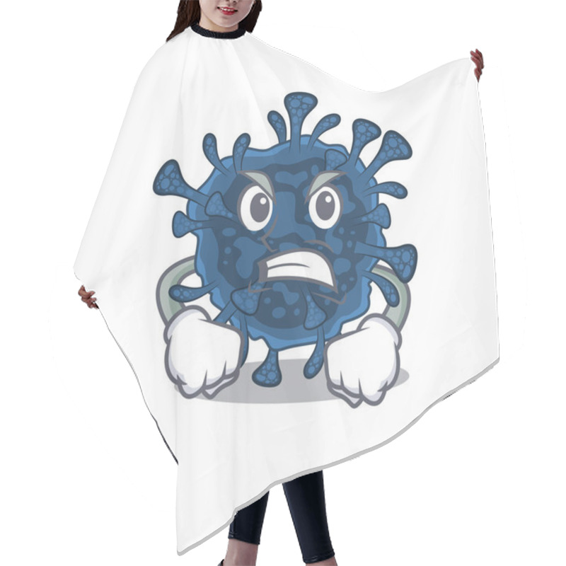 Personality  Decacovirus Cartoon Character Design With Angry Face Hair Cutting Cape