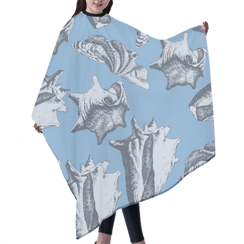 Personality  Seamless Pattern With Different Shells Hair Cutting Cape