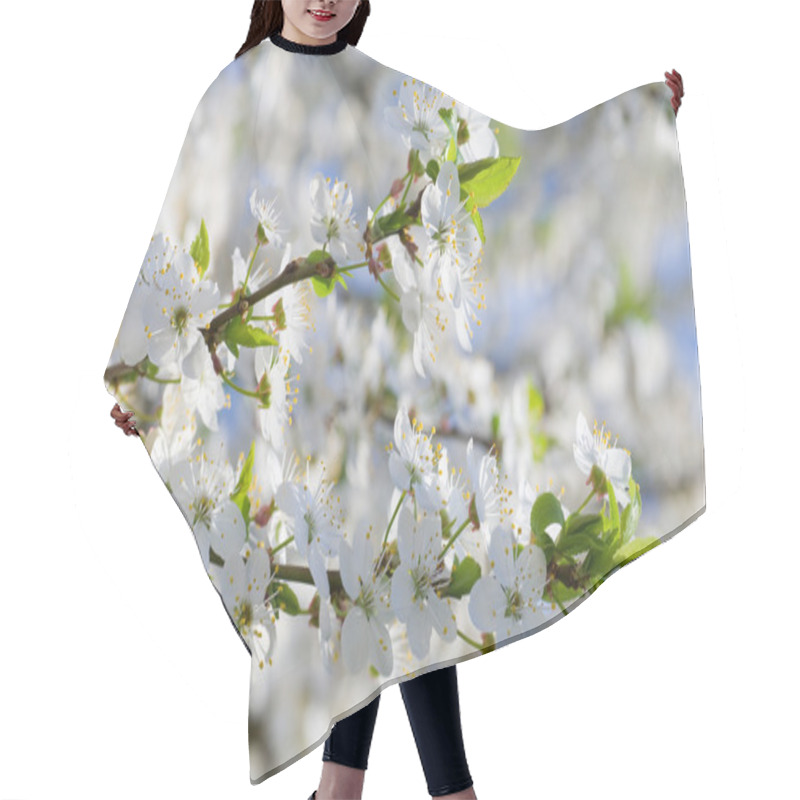 Personality  White Blossoming Cherry Tree Twig Hair Cutting Cape