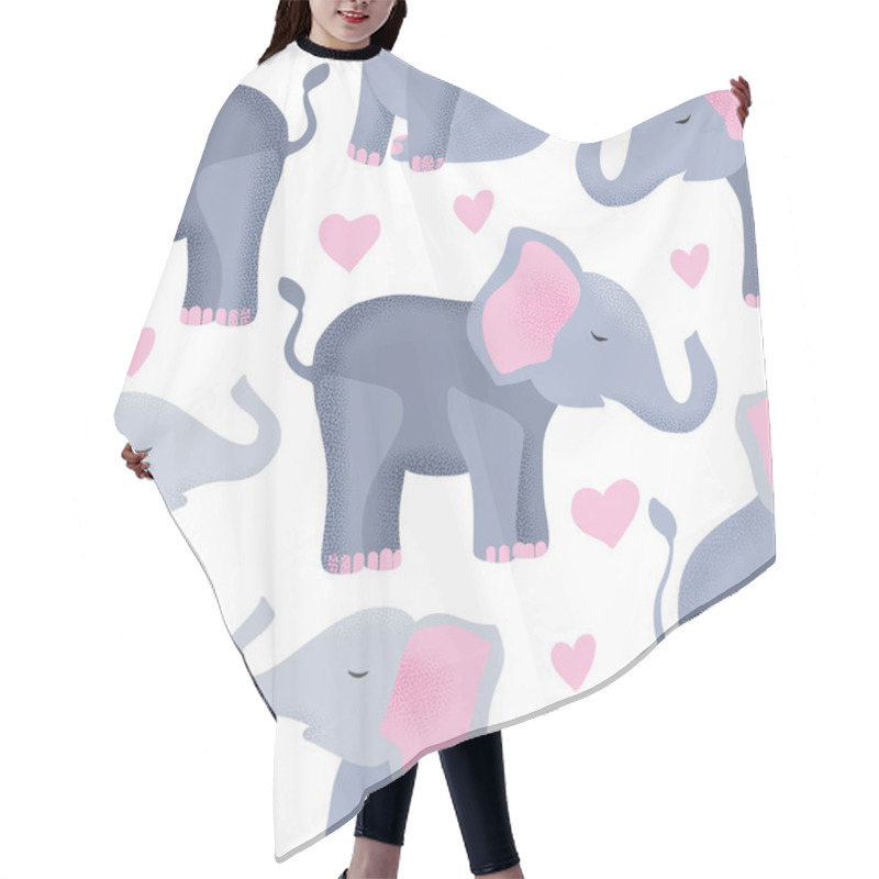 Personality  Vector Textured Elephant Seamless Pattern. Hair Cutting Cape