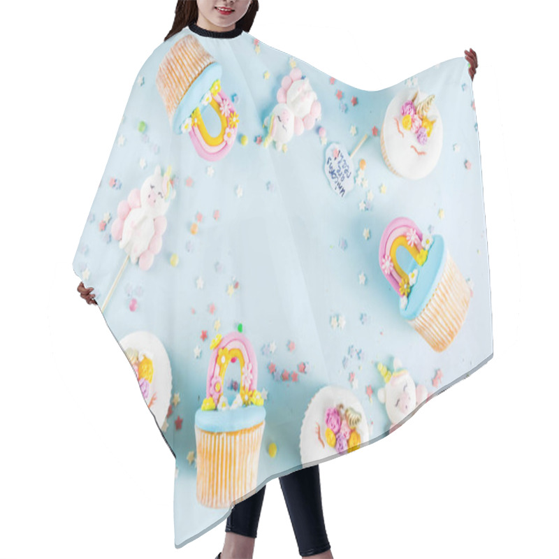 Personality  Cute Unicorn Cupcakes Hair Cutting Cape