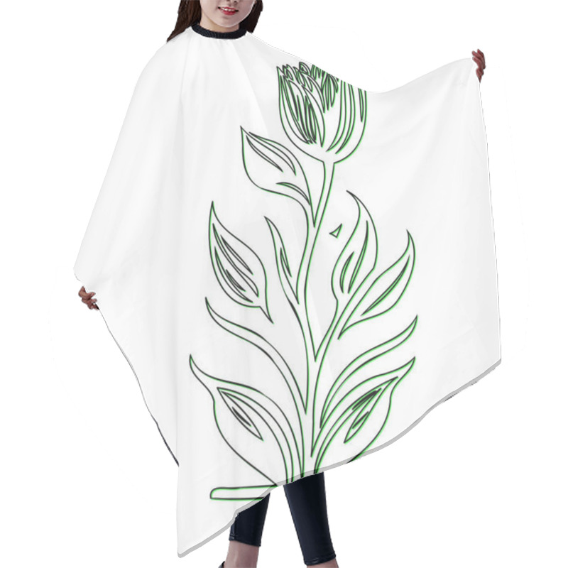 Personality  Simple Line Drawing Of A Tulip Flower With Leaves Hair Cutting Cape