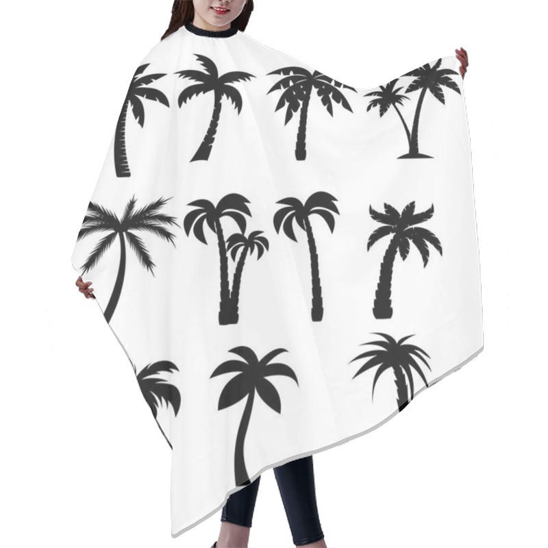 Personality  Palm Trees Black Silhouettes Set Hair Cutting Cape