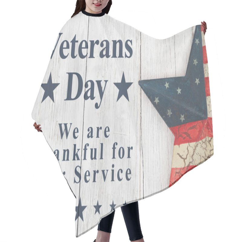 Personality  Veterans Day Message With Old Retro Star On A Weathered Whitewas Hair Cutting Cape