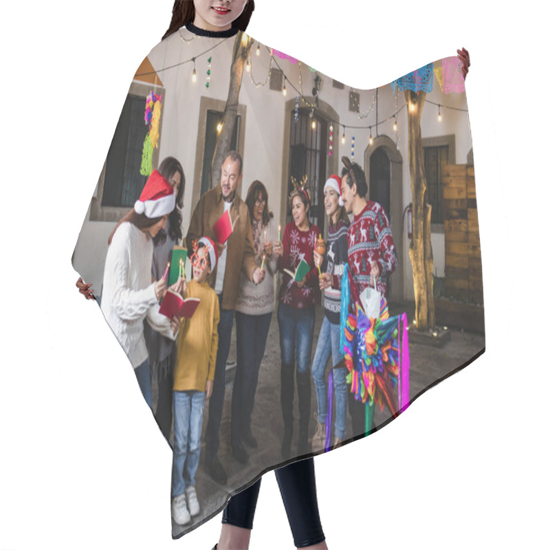 Personality  Mexican Posada, Hispanic Family Singing Carols In Christmas Celebration In Mexico Latin America Culture And Traditions Hair Cutting Cape