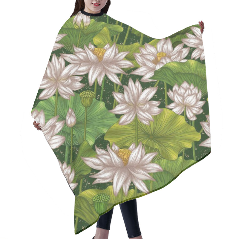 Personality   Seamless Vector Pattern Of Lotus Flowers Hair Cutting Cape