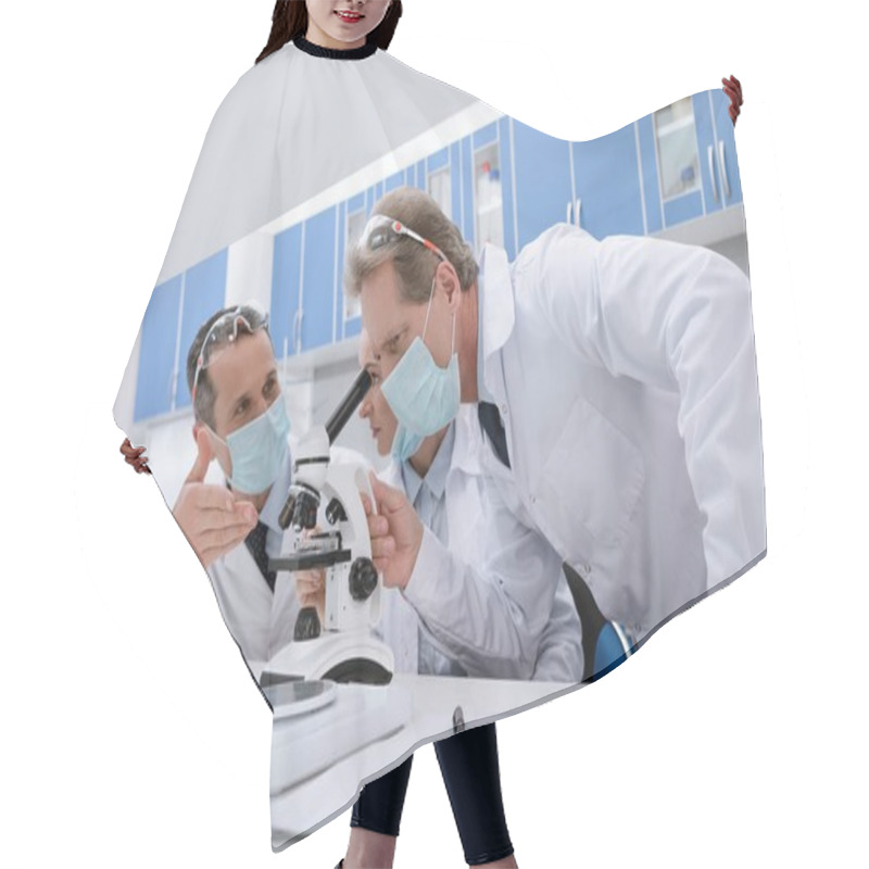 Personality  Scientists Working With Microscope Hair Cutting Cape