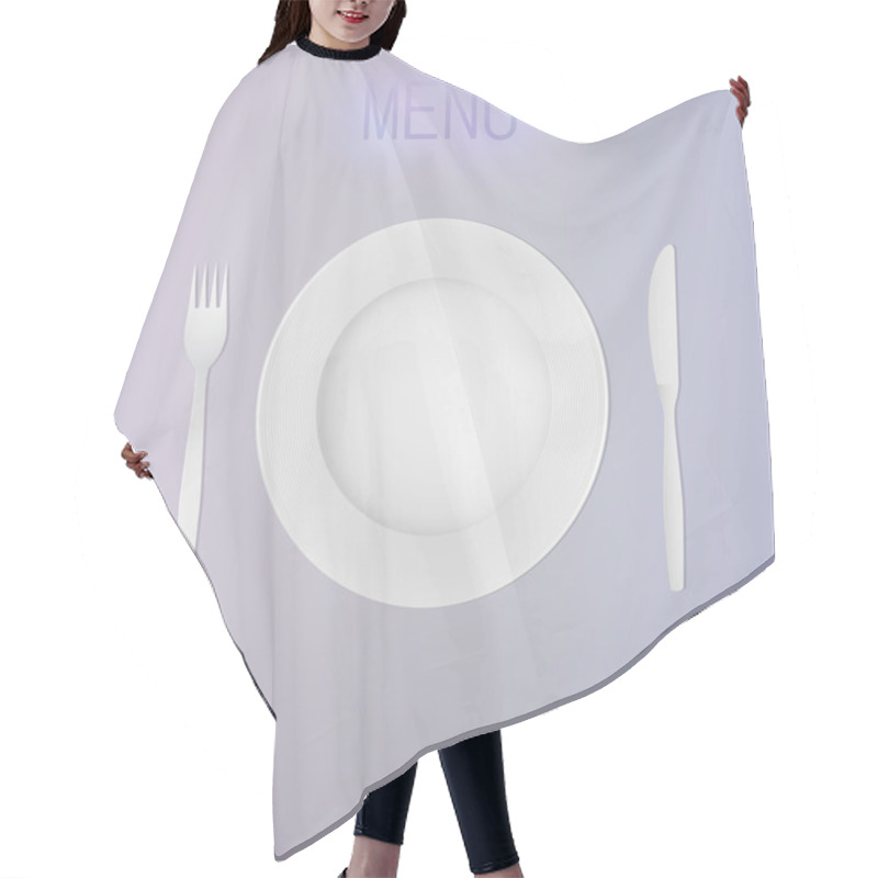 Personality  Empty Dinner Plate, Knife And Fork Set Hair Cutting Cape