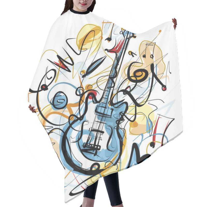 Personality  Guitar Sketch Hair Cutting Cape