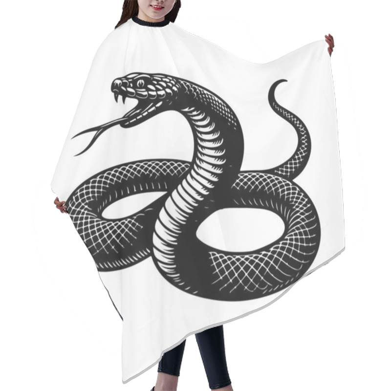 Personality  Black Mamba Snake Hand Drawn Vector Graphic Asset Hair Cutting Cape